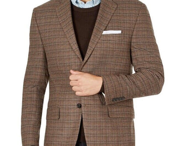 Lauren Ralph Lauren Mens Classic-Fit Stretch Plaid Blazer Brown Size 40