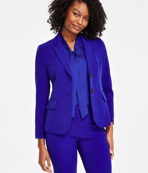 Kasper Petite Stretch Crepe Two-Button Notch-Collar Blazer Blue Size 6P MSRP$119