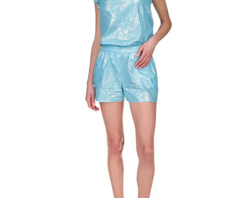 MICHAEL KORS Cotton Foil-Print Shorts Turquoise Blue Size S MSRP $84