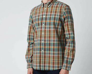Paul Smith Men's Long Sleeve Plaid Shirt multi green Size S MSRP $175
