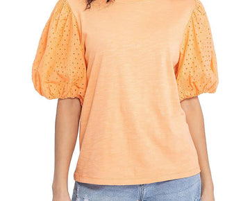 Sanctuary Womens Cloud Control Eyelet Slub T-Shirt Orange Size M