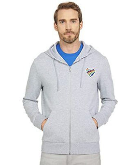 Michael Kors Full Zip Hoodie Heart Patch Heather Grey Size L