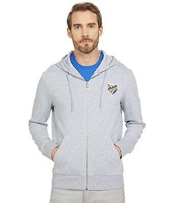 Michael Kors Full Zip Hoodie Heart Patch Heather Grey Size L