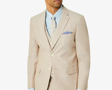 Tommy Hilfiger Modern-Fit Th Flex Stretch Chambray Jacket Blazer Beige Size 36R