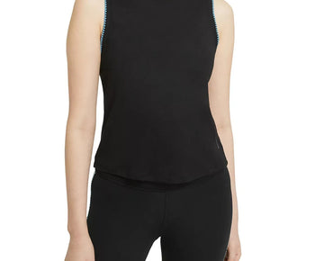 Nike Women's Crochet-Trimmed Yoga Tank Top Black Size XL MSRP $40.