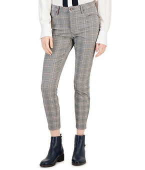 Tommy Hilfiger Women's Glen Plaid Straight Skinny Pants Gray Size 4 MSRP $90