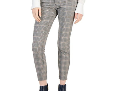 Tommy Hilfiger Women's Glen Plaid Straight Skinny Pants Gray Size 4 MSRP $90