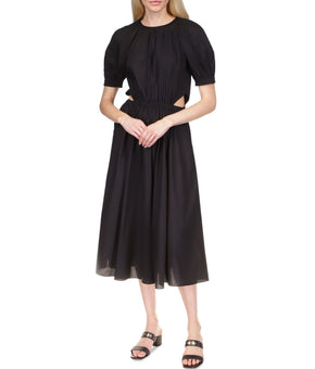 Michael Michael Kors Cut Out Cotton Midi Dress Black Size XL MSRP $175