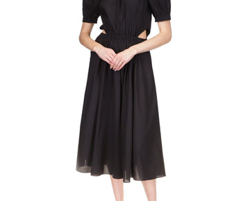 Michael Michael Kors Cut Out Cotton Midi Dress Black Size XL MSRP $175