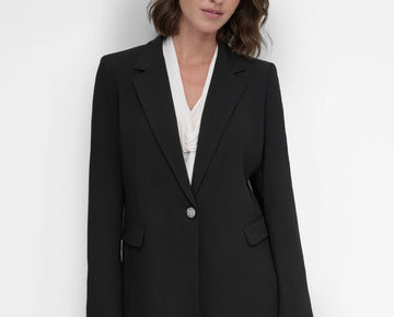 DKNY Women's Chain Belted One-Button Blazer Black Size 10 MSRP $159