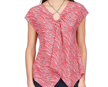 Michael Michael Kors Women Zebra Chain Handkerchief-HemTop Red Size XS MSRP $120
