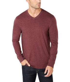 Club Room Mens V Neck Long Sleeve T-Shirt Purple Size L