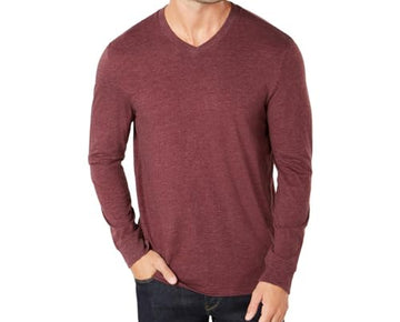 Club Room Mens V Neck Long Sleeve T-Shirt Purple Size L