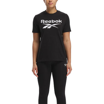 Reebok T-Shirt Womens Size XS Black Graphic Crew Neck Short Sleeve Pullover