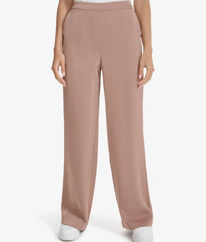 Calvin Klein Women's Elastic-Back Wide-Leg Pants light Brown Size S MSRP $90