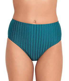 Salt + Cove Womens Swimwear Large Shiny Seersucker High Waist Blue Size L