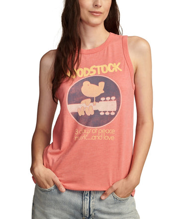 Lucky Brand Women's Woodstock Graphic Print Tank Top Pink Size L