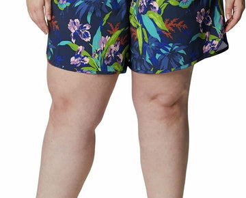 Columbia Womens Plus Bogata Bay Printed Stretch Shorts Blue Size 2X MSRP $65