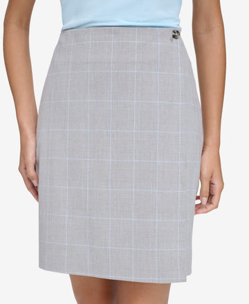 Calvin Klein Women's Plaid Pencil Skirt Gray Size 12 MSRP $79