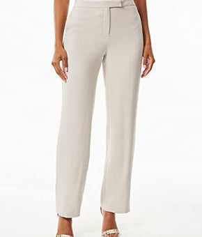 Pebble Stretch Crepe Straight Leg Pants Summer Straw Ivory Size 16