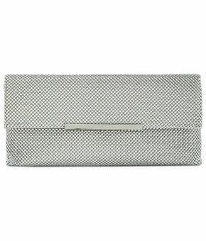 INC International Concepts Women's Hether Shiny Mesh Clutch Handbag Silver