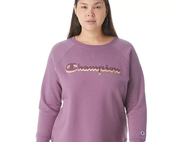 Champion Womens Plus Powerblend Logo Boyfriend Sweatshirt Purple Size 2X SALE$50