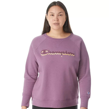 Champion Womens Plus Powerblend Logo Boyfriend Sweatshirt Purple Size 2X SALE$50