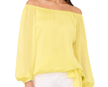Vince Camuto Sheer Striped rTie-Front Blouse Size XS Lime Green MSRP $69