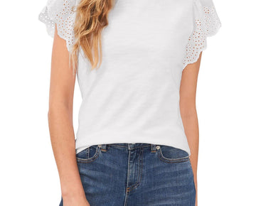 Cece Womens Cotton Crewneck Pullover Top White Size XL MSRP $49