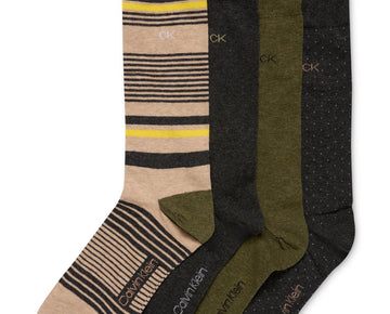 Calvin Klein Men's 4 Pk Crew Dress Socks Brown Size Regular
