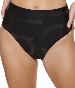 Calvin Klein BLACK High-Waist Logo Bikini Swim Bottom, US Size L Swimwear