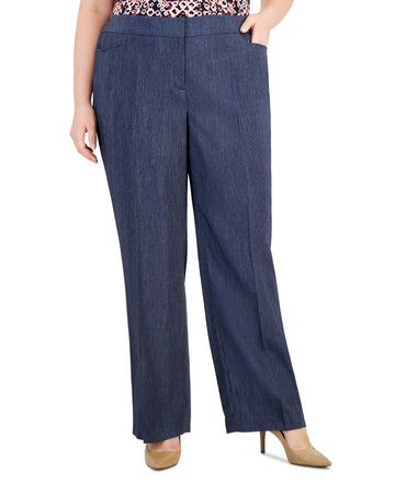 Kasper Plus Size Mid Rise Denim L-Pocket Pants - Navy Denim Size 22W MSRP $99