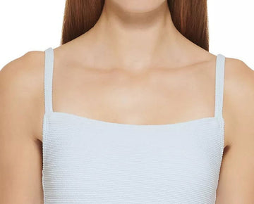 DKNY Women's Textured Bralette Bikini Top Women's Swimsuit Blue Size M