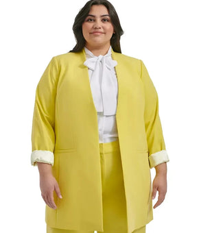 Calvin Klein Plus Size Solid Open Front Top Pear Size 22W Yellow Green MSRP $169