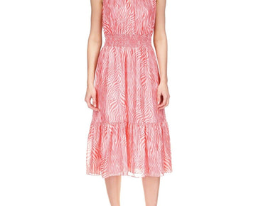 Michael Kors Women's Metallic Zebra Chain Halter Dress Pink Size XL MSRP $195