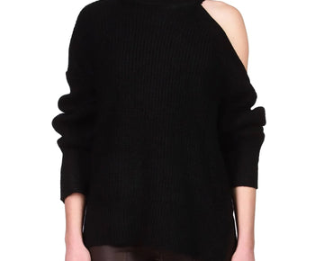 Sanctuary Women's Black One Cold Shoulder Long Sleeve Sweater Size M