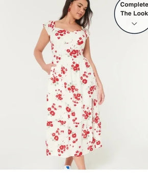 Hollister lace up back midi dress Red Size M