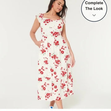 Hollister lace up back midi dress Red Size M