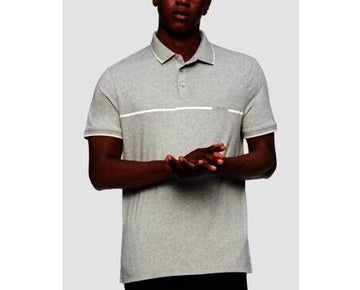 Calvin Klein Men's Liquid Touch Tipped Chest Stripe Polo Shirt Gray Size M $65
