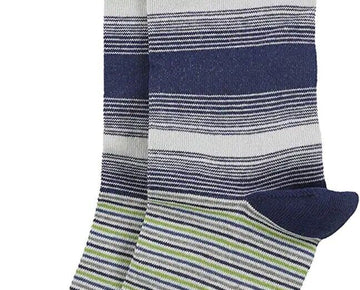 Bloomingdale's Mens Dual Stripe Dress Socks, Blue Size 10-13