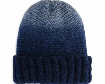 THE MENS STORE Navy Blue OMBRE Alpaca Wool Blend Beanie ONE SIZE