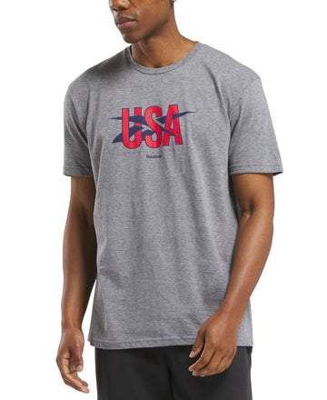 Reebok Men Regular fit Short Sleeve Graphic T-Shirt Gray Size XXL Grey Solid