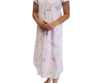 Miss Elaine Women's Short-Sleeve Floral Nightgown Pink Size M MSRP $72