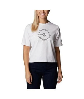 Columbia Shirt Womens Size S White North Cascades Tee Top Logo Short Sleeves