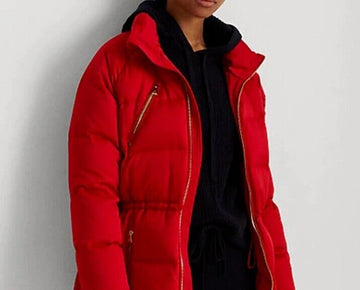 Lauren Ralph Lauren Satin Down Jacket (Small, Red) Retail $295