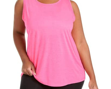 Ideology Plus Size Mesh-Inset Tank Top Haute Pink Size XL