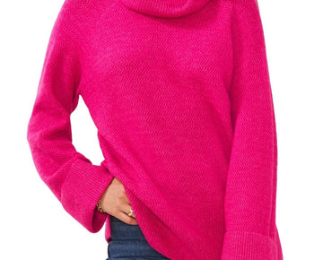 Vince Camuto Women's Turtleneck Cuffed Tunic Sweater Pink Size S MSRP $99