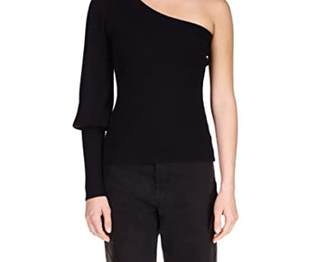 Sanctuary One Shoulder Rib Sweater Black Size XL (US 14)
