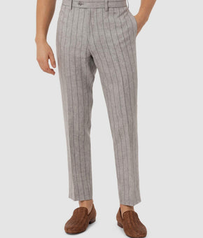 Tallia Mens Slim-Fit Wide Stripe Linen Suit Pants Gray Size 29W X 29L MSRP $135