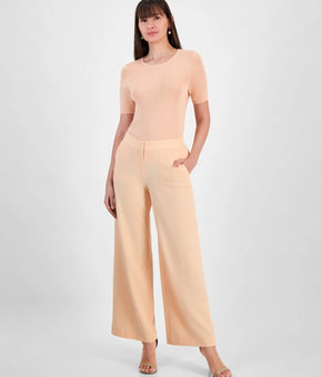 Tahari ASL Women's Mid-Rise Wide-Leg Pants Light Orange Size 10 MSRP $99